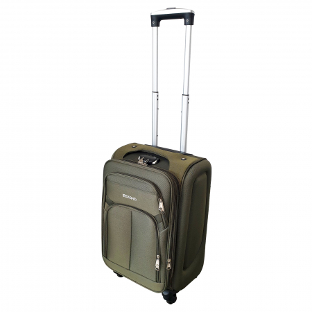 Trolere - Valiză troler material textil, 4 roți, verde, mic, TRC76