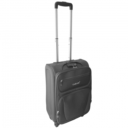 Trolere - Valiză troler material textil, 4 roți, gri, mic, TRC32