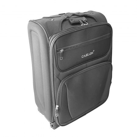 Trolere - Valiză troler material textil, 4 roți, gri, mic, TRC32
