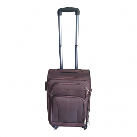 Trolere - Valiză troler material textil, 4 roți, maro, mic, TRC60