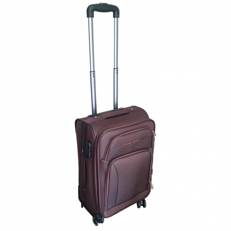 Trolere - Valiză troler material textil, 4 roți, maro, mic, TRC60