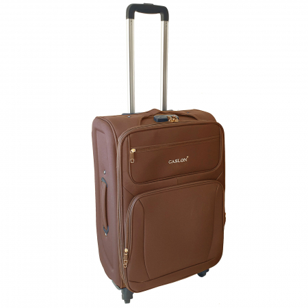 Trolere - Valiză troler material textil, 4 roți, maro, mediu, TRC29