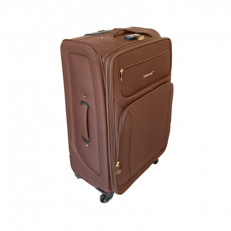 Trolere - Valiză troler material textil, 4 roți, maro, mediu, TRC29