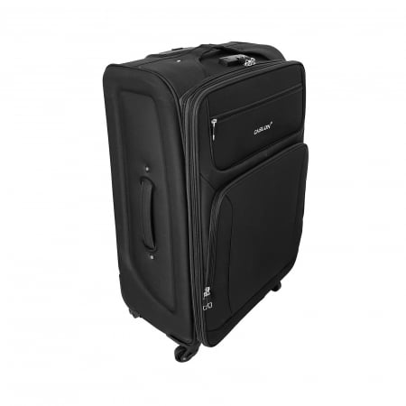 Trolere - Valiză troler material textil, 4 roți, negru, mediu, TRC25