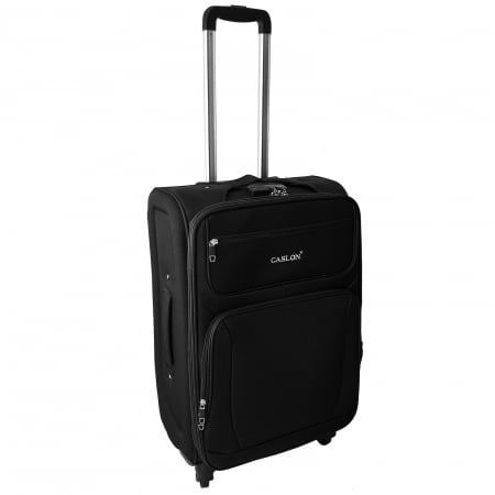 Trolere - Valiză troler material textil, 4 roți, negru, mediu, TRC25