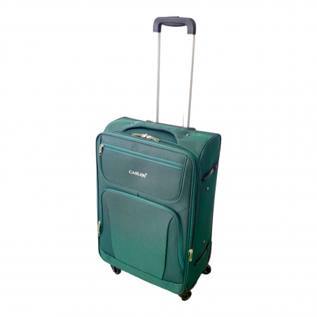 Trolere - Valiză troler material textil, 4 roți, verde, mediu, TRC85