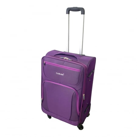 Trolere - Valiză troler material textil, 4 roți, mov, mediu, TRC89