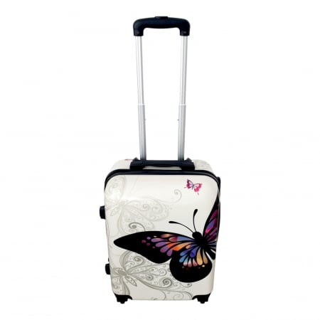 Trolere - Valiză troler ABS, fluture, 4 roți, mediu, TRC37