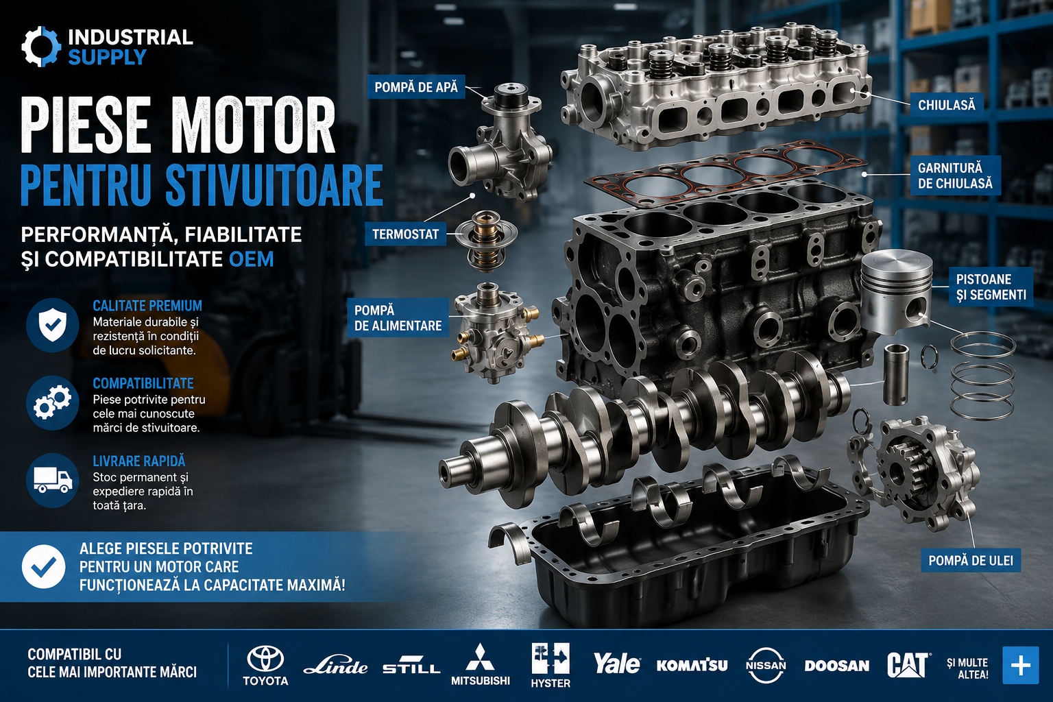 Piese motor pentru stivuitoare – Cum alegi componentele potrivite și de ce calitatea face diferența
