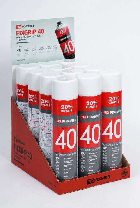 Adeziv spray pentru plăci, canturi, tapițerie, laminate, lemn și metal, 600 ml Fixgrip 40 [2]