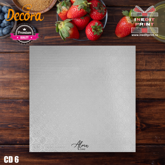 Cake Drum personalizat pătrat Argintiu PREMIUM (Decora) CD6 [3]