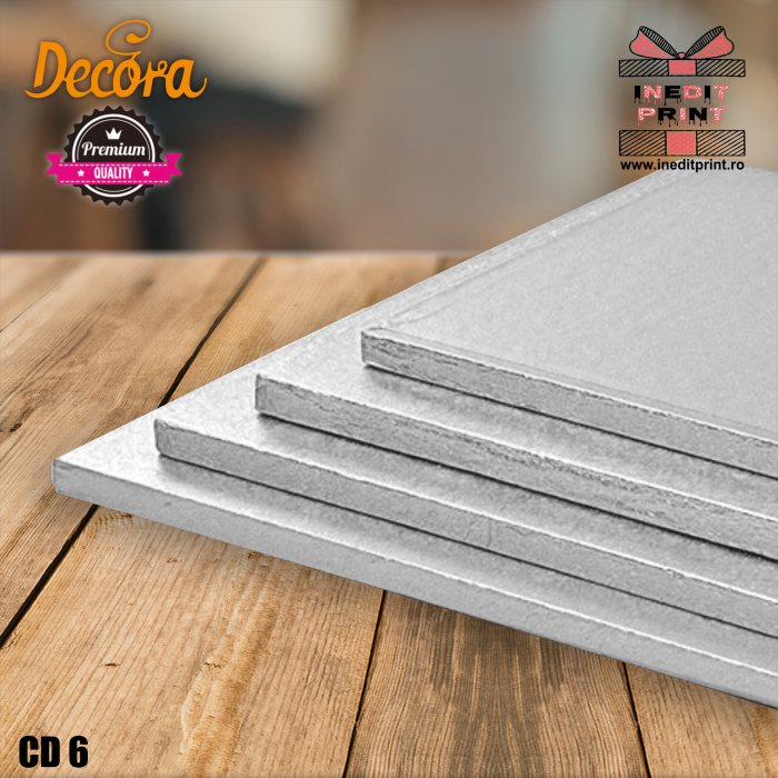 Cake Drum personalizat pătrat Argintiu PREMIUM (Decora) CD6 [6]