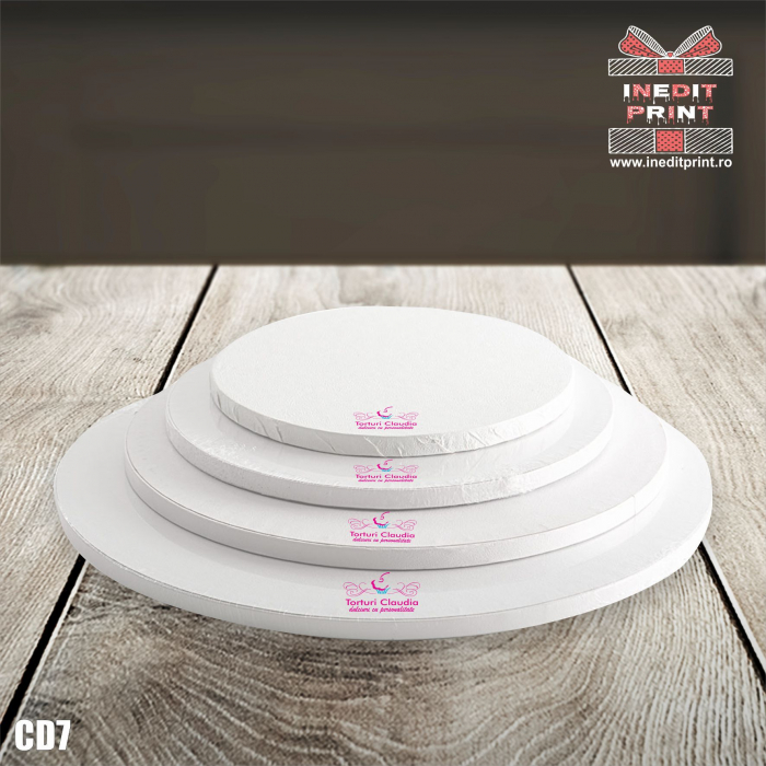 Cake Drum personalizat premium rotund Alb Inedit Print CD7 [3]