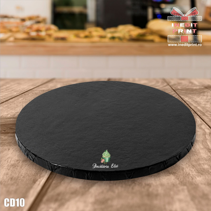 Cake Drum personalizat premium rotund Negru Inedit Print CD10 [2]