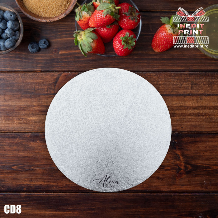 Cake Drum personalizat premium rotund Argintiu Inedit Print CD8 [3]