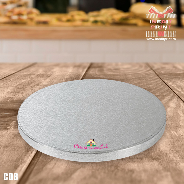 Cake Drum personalizat premium rotund Argintiu Inedit Print CD8 [2]