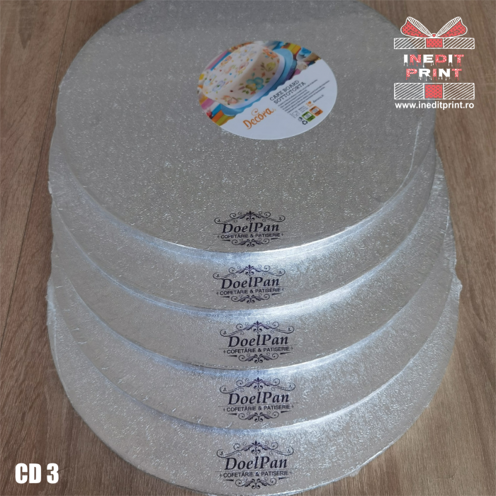 Cake Drum personalizat rotund Argintiu PREMIUM (Decora) CD3 [6]