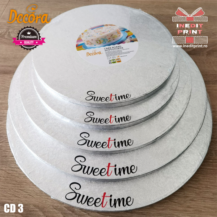 Cake Drum personalizat rotund Argintiu PREMIUM (Decora) CD3 [2]