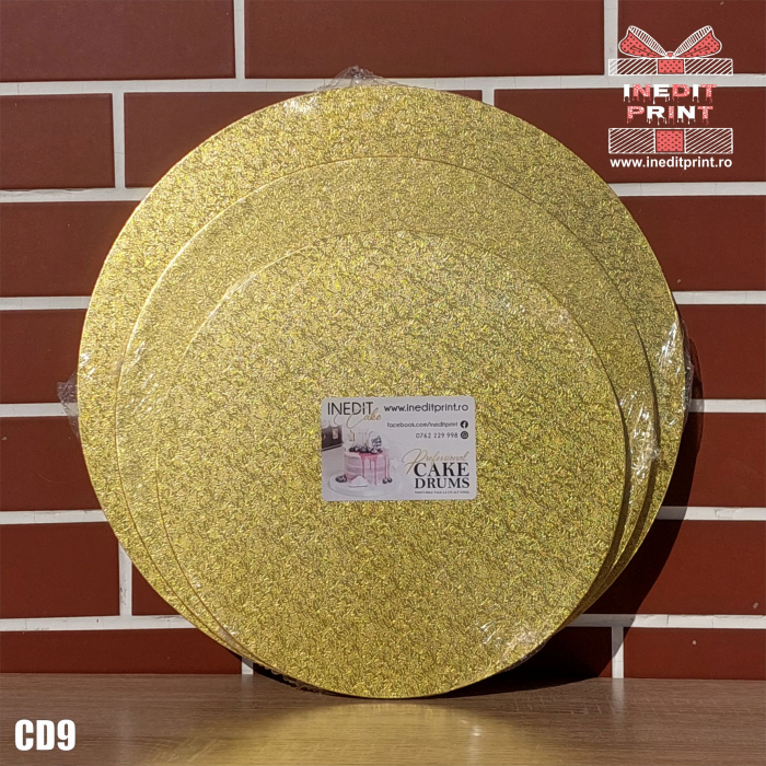 Cake Drum personalizat premium rotund Auriu Inedit Print CD9 [4]