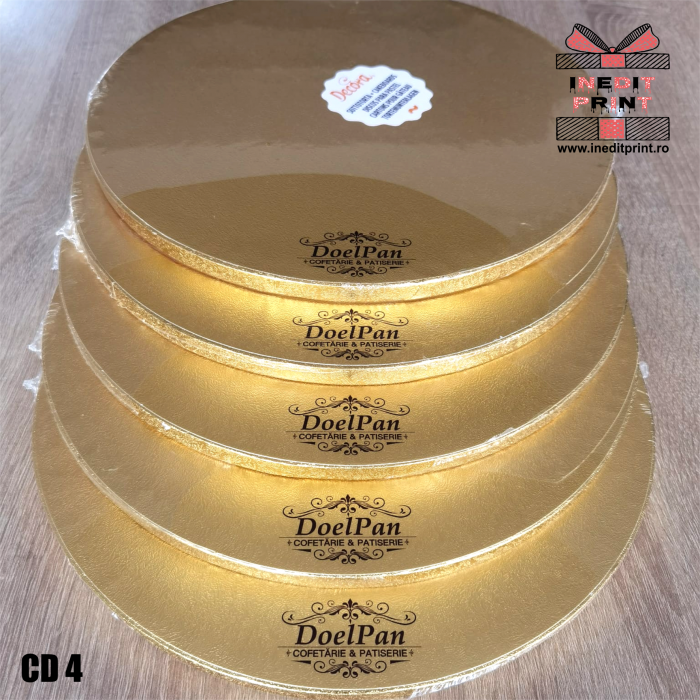Cake Drum personalizat rotund Auriu PREMIUM (Decora) CD4 [3]