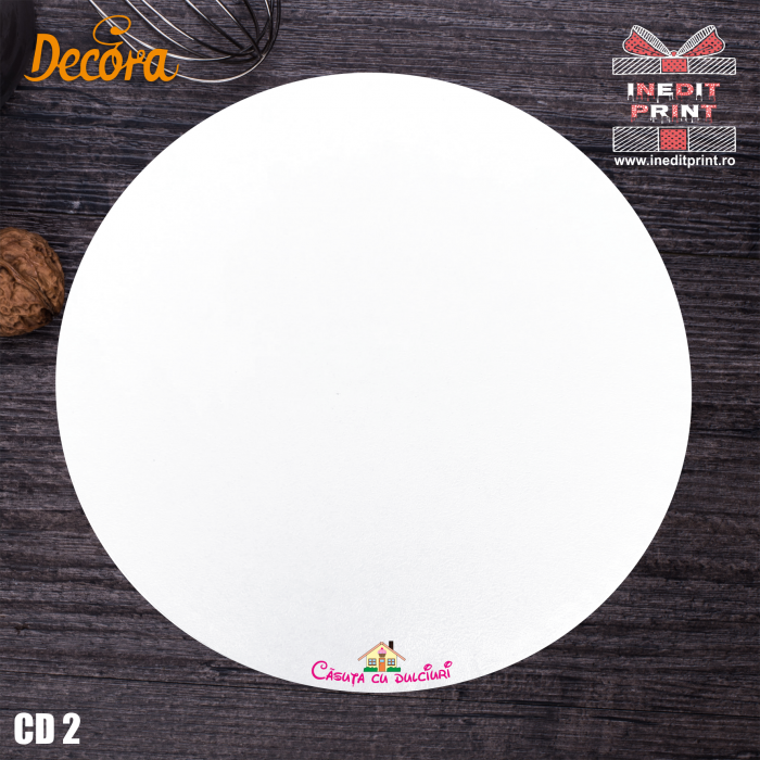 Cake Drum personalizat rotund Alb (Decora) CD2 [2]