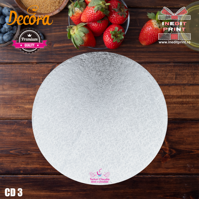 Cake Drum personalizat rotund Argintiu PREMIUM (Decora) CD3 [3]