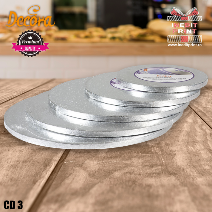 Cake Drum personalizat rotund Argintiu PREMIUM (Decora) CD3 [4]