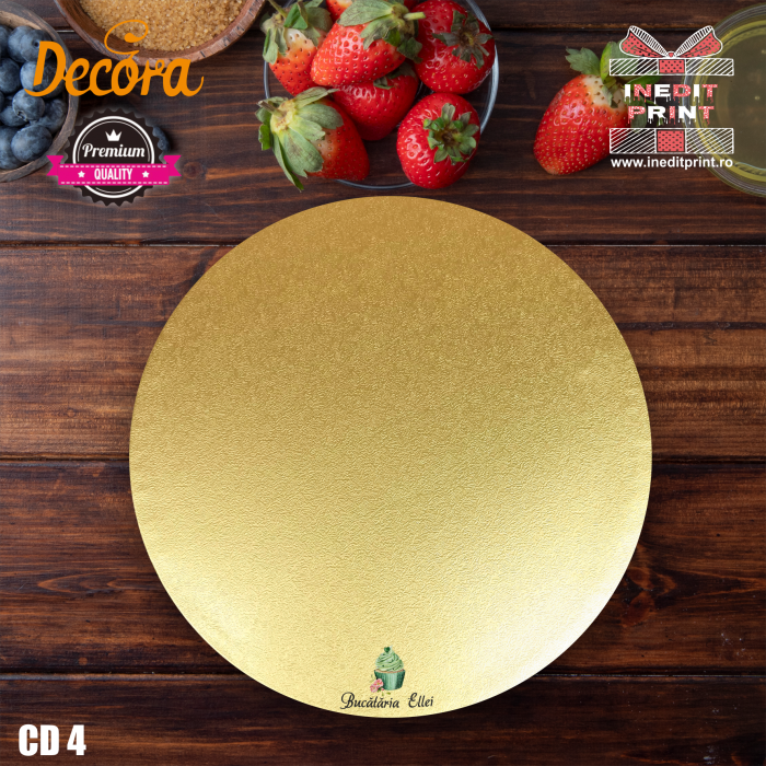 Cake Drum personalizat rotund Auriu PREMIUM (Decora) CD4 [2]