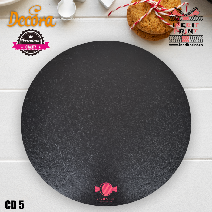 Cake Drum personalizat rotund Negru PREMIUM (Decora) CD5 [2]