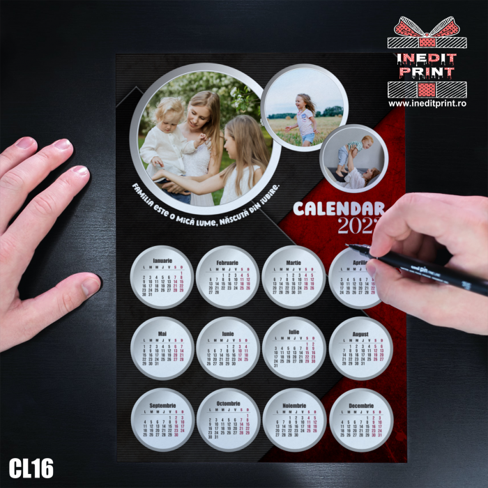Calendar magnetic personalizat cu 3 poze si text - CL16 [2]