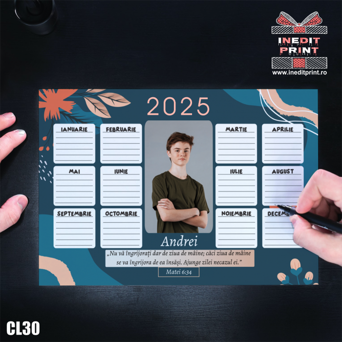 Calendar magnetic personalizat cu verset, nume si poza - CL30 [2]