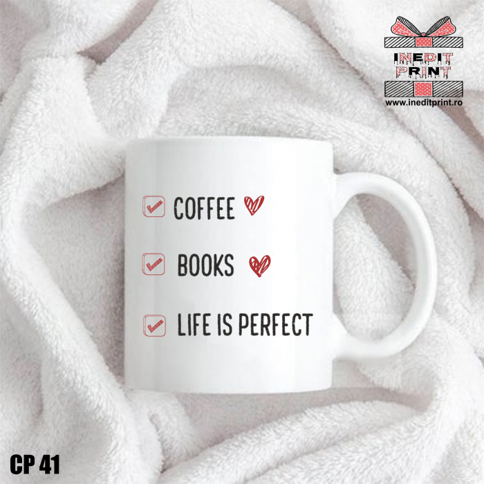 Cană Coffee, Books, Life is perfect CP41 [2]