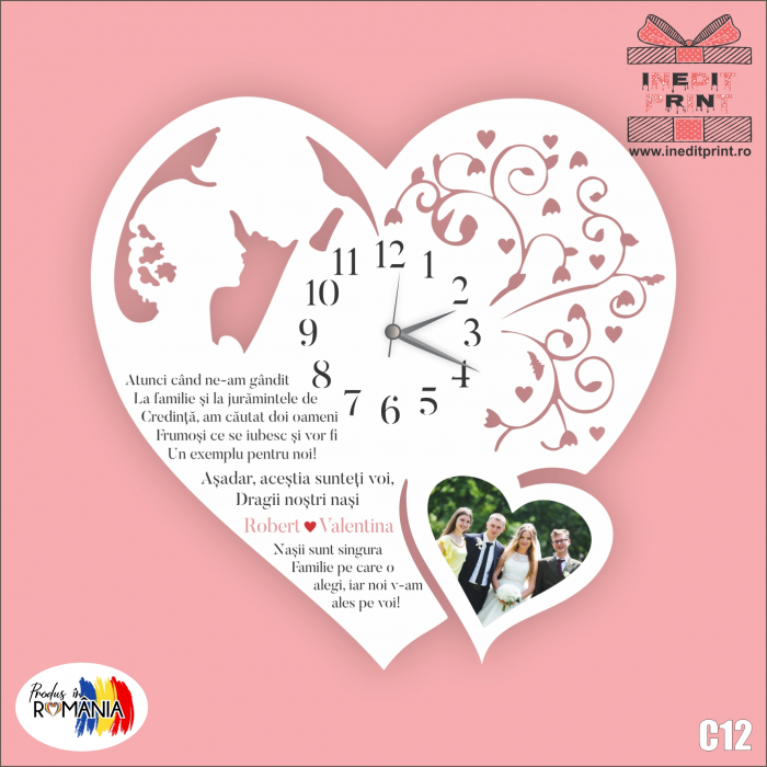 Ceas personalizat cu fotografie si text C12 [2]
