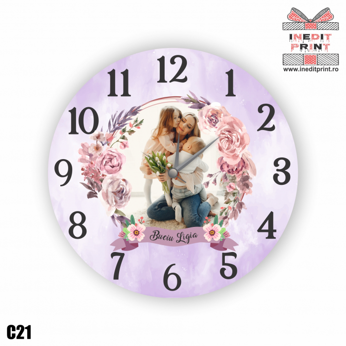 Ceas personalizat cu fotografie si text C21 [2]
