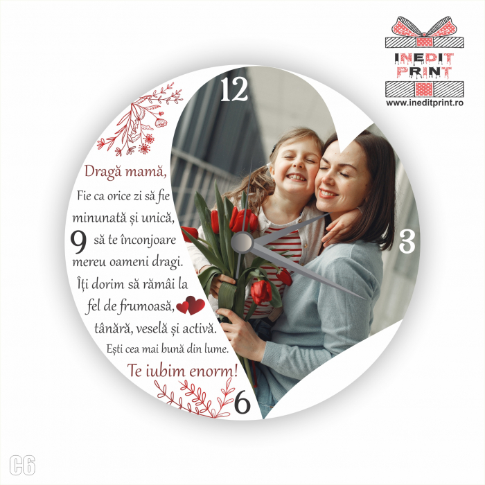 Ceas personalizat cu fotografie si text C6 [2]