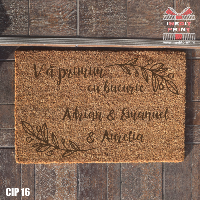 Covoraș intrare personalizat Vă primim cu bucurie CIP16 [2]