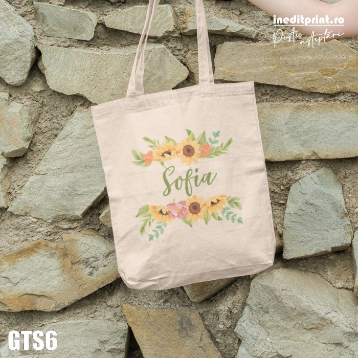 Geanta tip sacosa personalizabila - nume in decor floral GTS6 [1]
