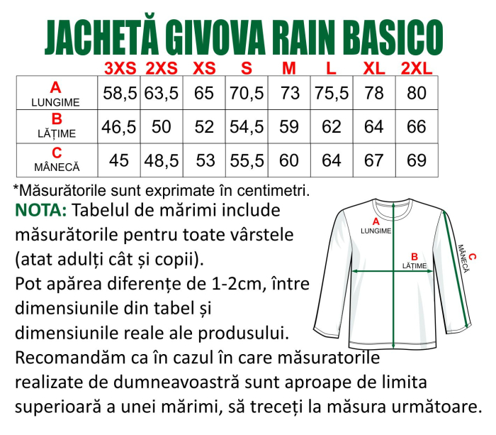 Jacheta ploaie GIVOVA RAIN BASICO personalizata cu sigla C.S. Viitorul Zalau SCSVZ22 [3]