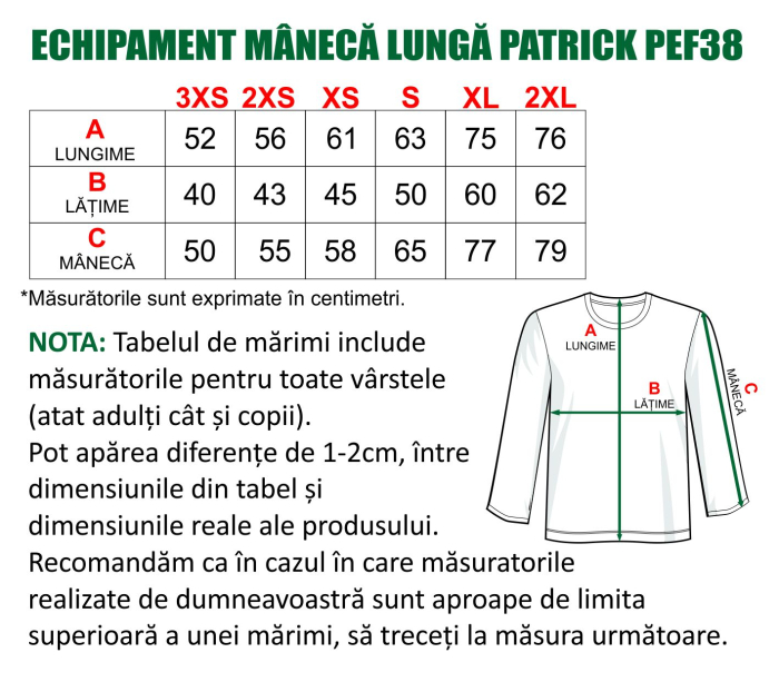 Kit echipament fotbal maneca lunga copii Patrick PEF38 [4]