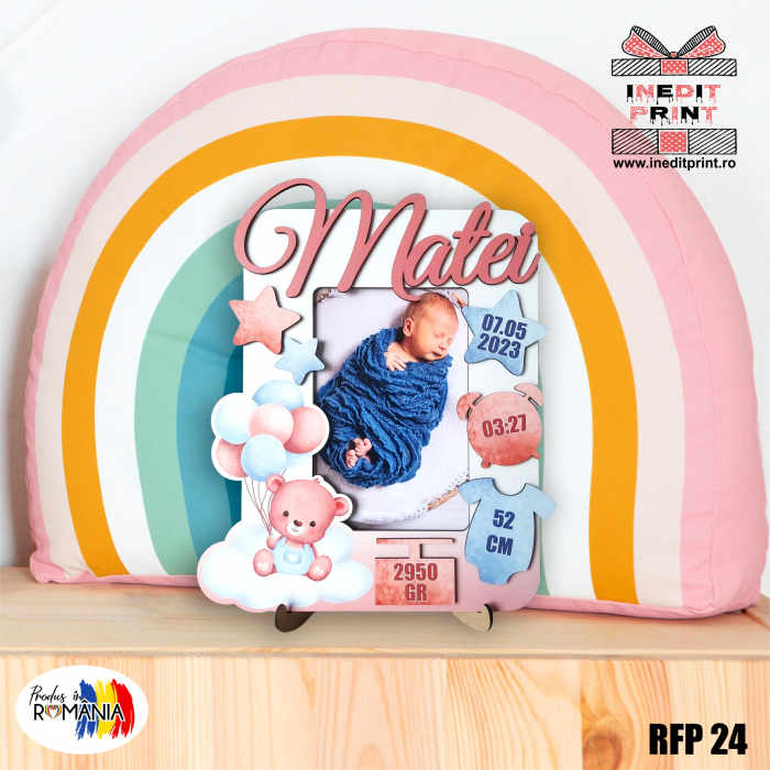 Rama foto personalizata Ursulet Bebe nou nascut RFP24 [3]
