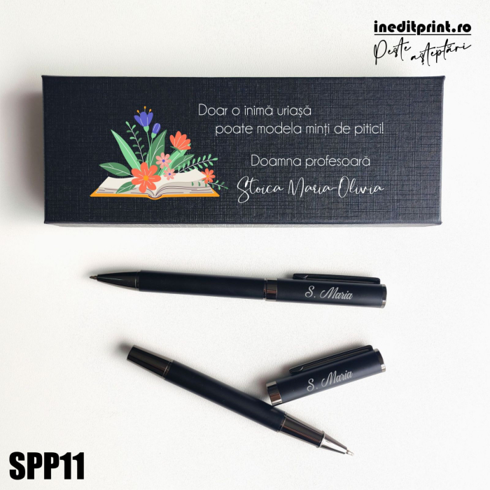 Set pixuri in cutie personalizata - profesori, Set 2 Pixuri Okonel-Negru SPP12 [2]