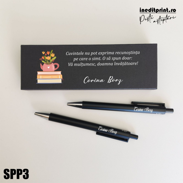 Set pixuri in cutie personalizata - profesori, Set 2 Pixuri Okonel-Negru SPP3 [2]