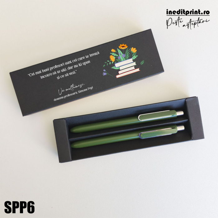 Set pixuri in cutie personalizata - profesori, Set 2 Pixuri Okonel-Negru SPP6 [2]