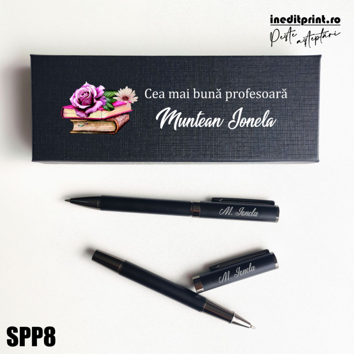 Set pixuri in cutie personalizata - profesori, Set 2 Pixuri Okonel-Negru SPP8 [2]