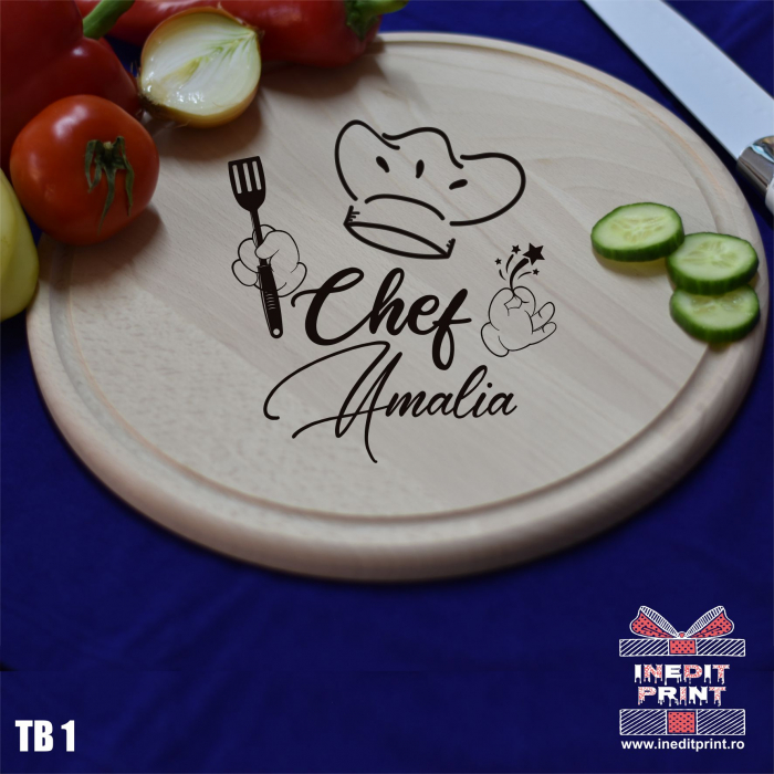 Tocător lemn rotund personalizat Chef TB1 [2]