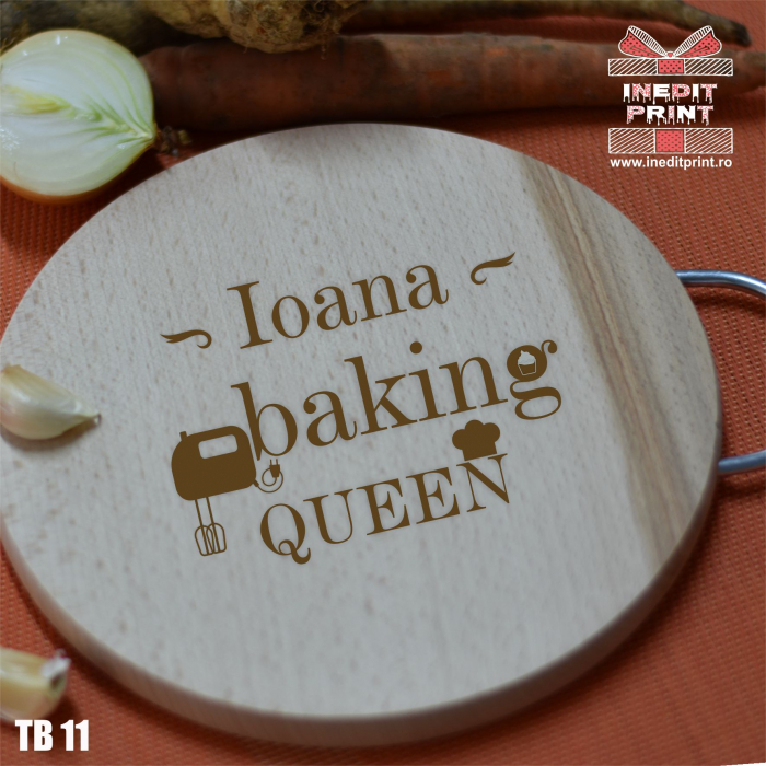 Tocător rotund  personalizat cu mâner metalic  Queen TB11 [2]