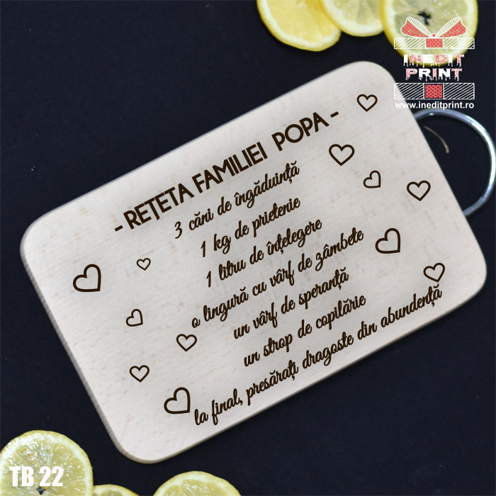 Tocător personalizat cu mâner Reteta familiei TB22 [3]