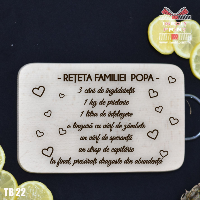 Tocător personalizat cu mâner Reteta familiei TB22 [2]