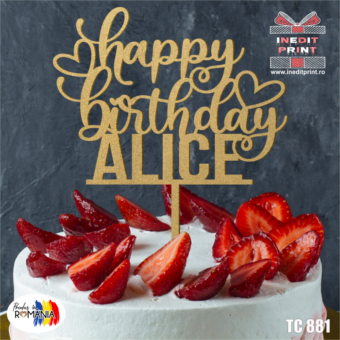 Topper Tort Personalizat Happy Birthday TC881 [5]