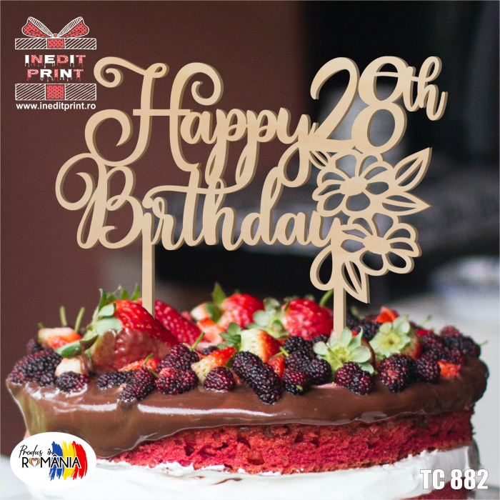 Topper Tort Personalizat Happy Birthday TC882 [4]